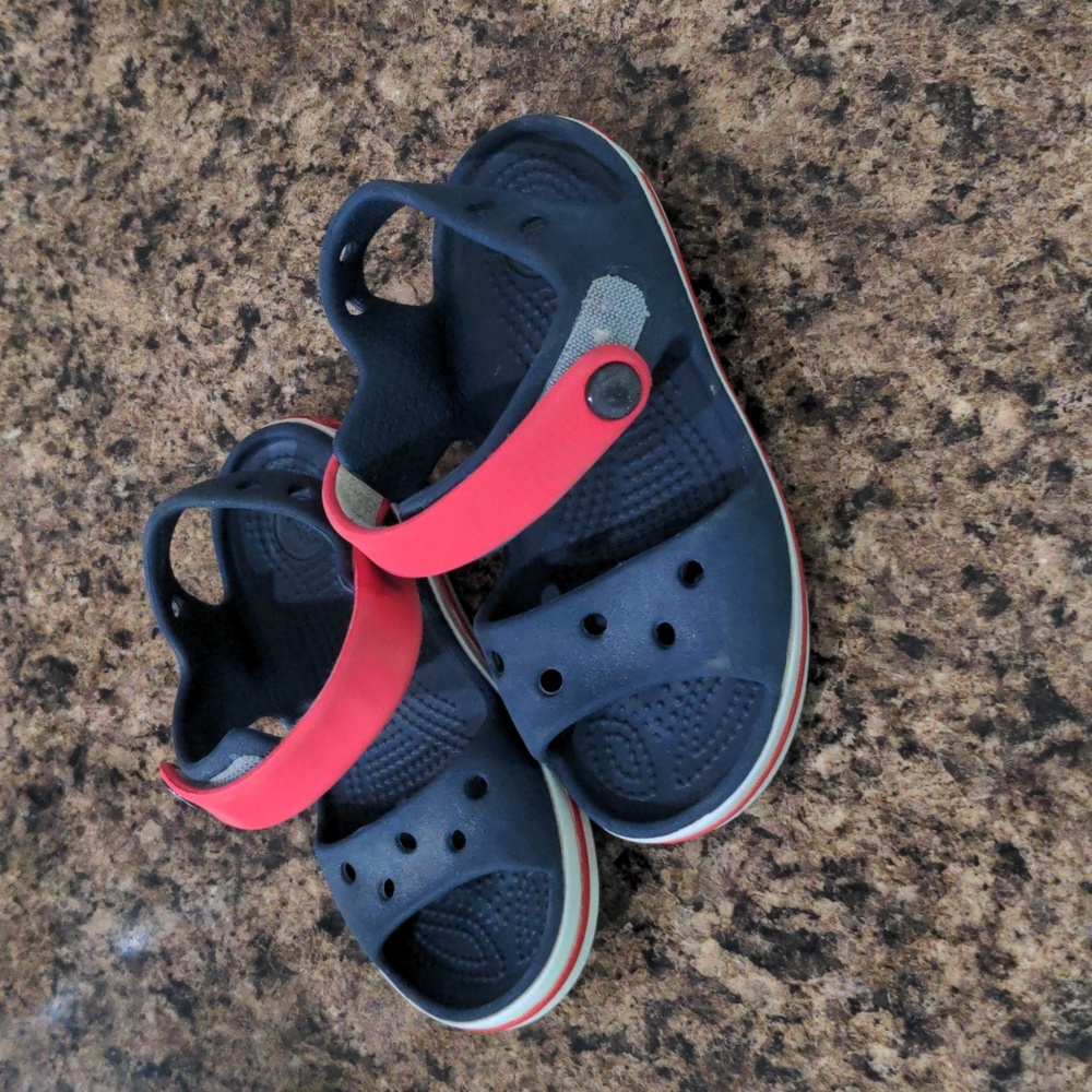 Crocs Kid's Sz 9C Bayaband Navy Red Open Sandal Kid's Juniors Walkers Toddler’s